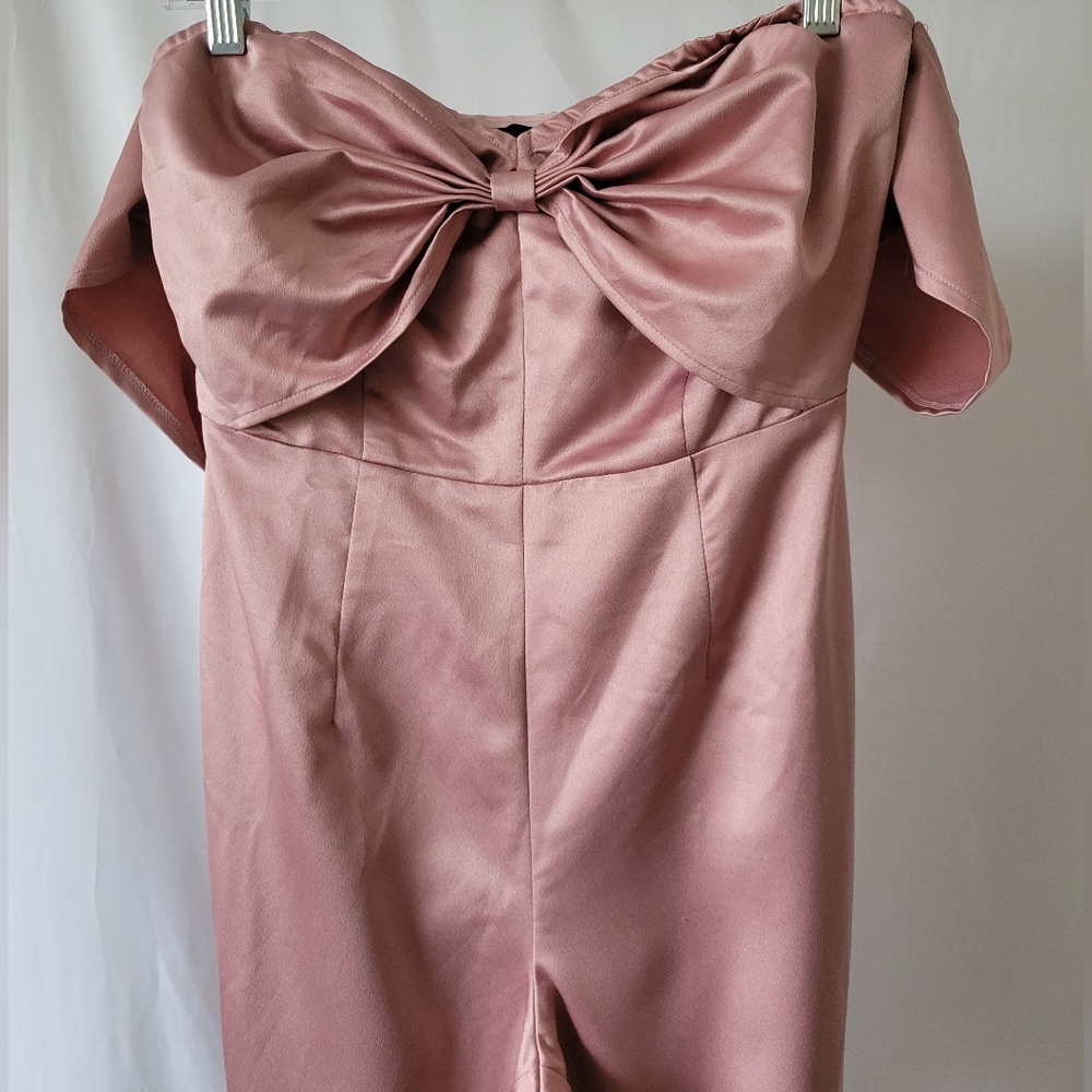 Pretty Little Thing satin bow jumpsuit